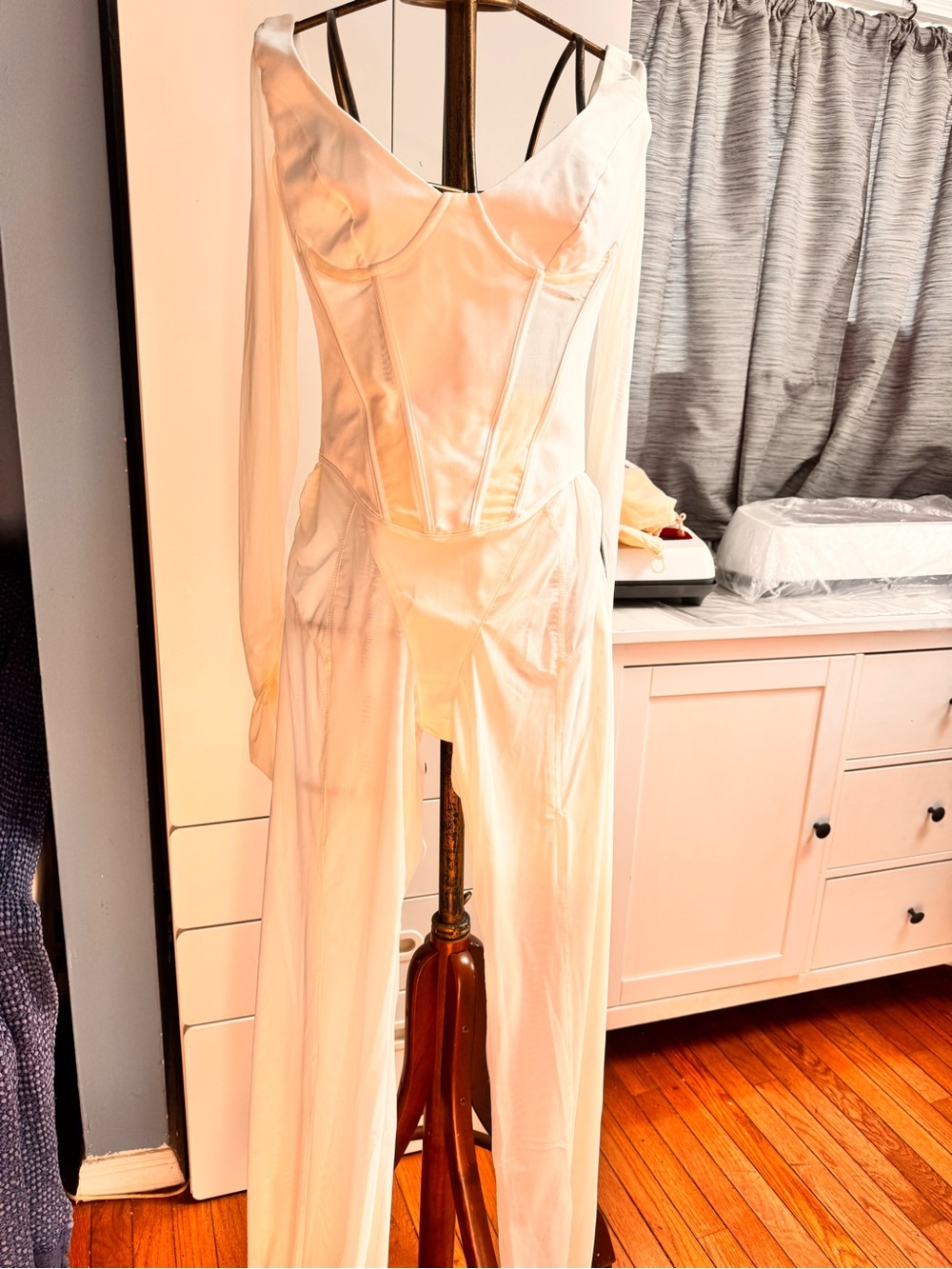 White Women's Jumpsuit with Corset Bodice